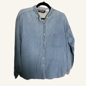 Denim‎ Button-Up Shirt New Frontier Cotton Size Large parent trap 90s
